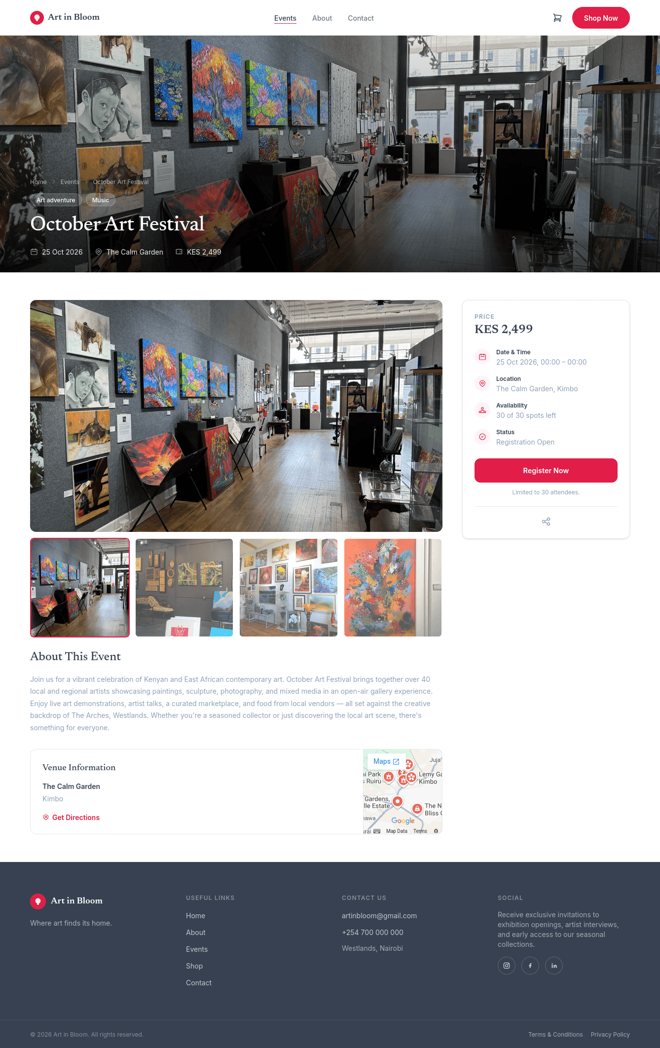 Art in Bloom event details page